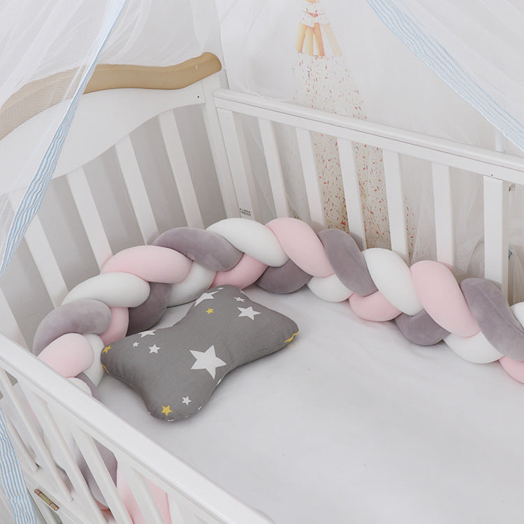 Enhance Your Baby's Comfort with Our Baby Bumper Bed Braid Knot Pillow