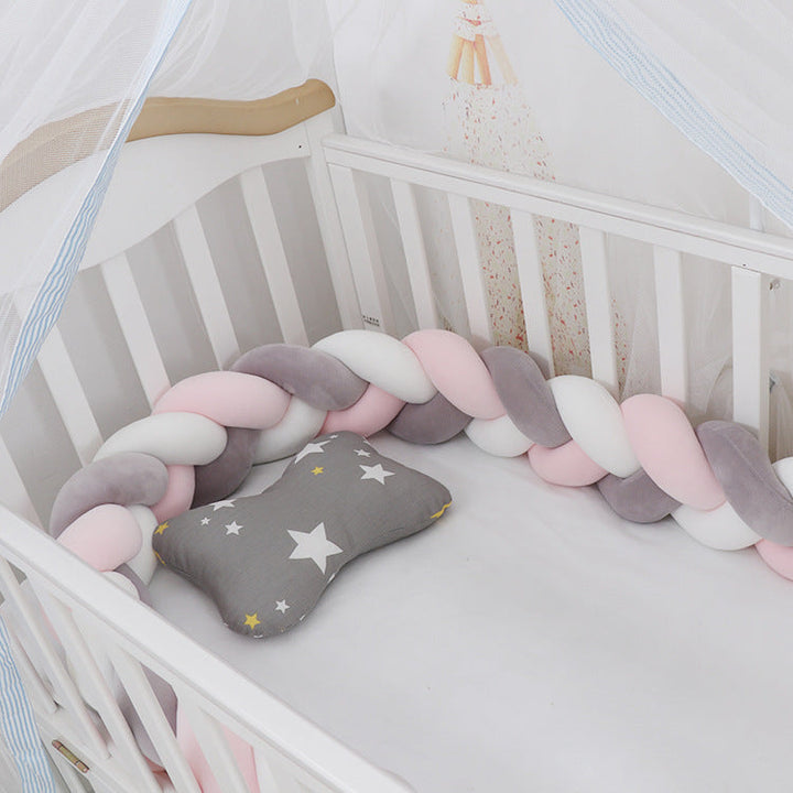 Enhance Your Baby's Comfort with Our Baby Bumper Bed Braid Knot Pillow