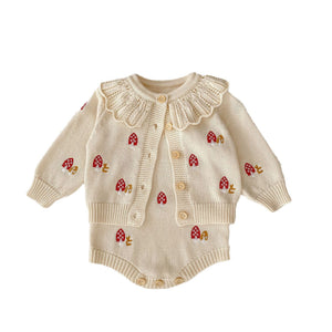 Discover the Adorable Baby Embroidered Lotus Leaf Collar Knitting Clothing
