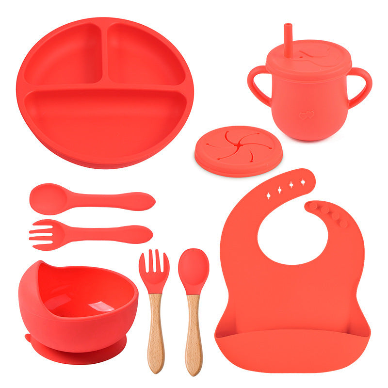 Baby Food Plate Silicone Tableware Suit