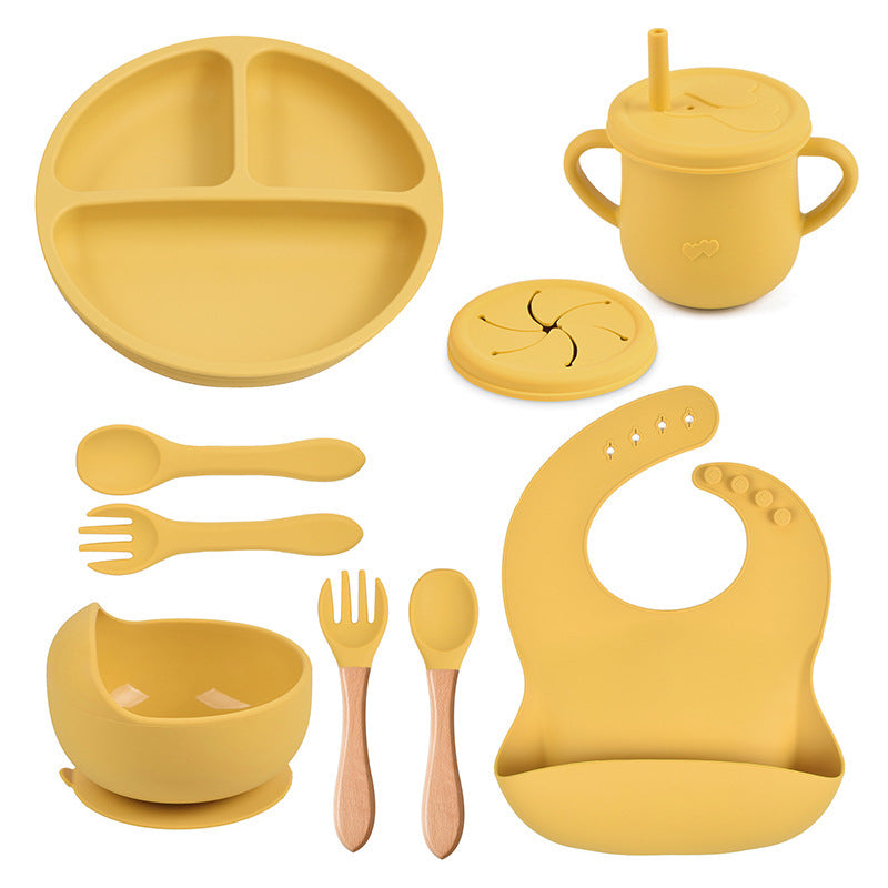 Baby Food Plate Silicone Tableware Suit