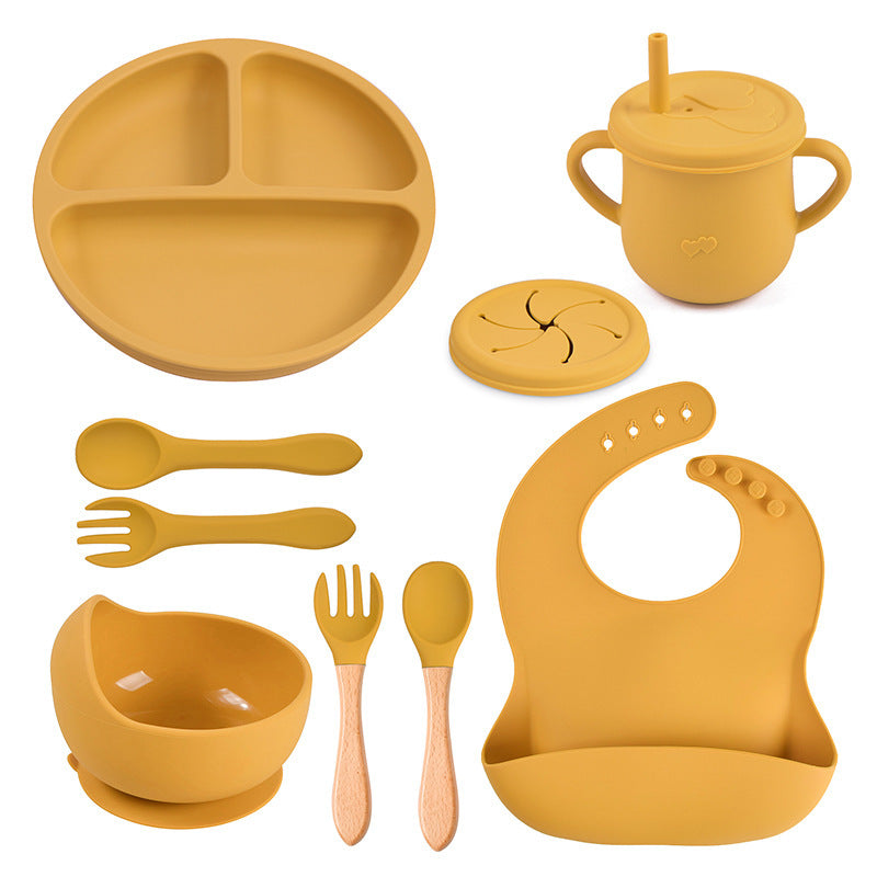 Baby Food Plate Silicone Tableware Suit