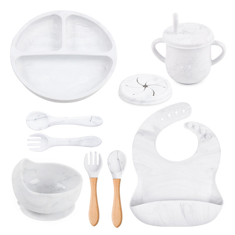 Baby Food Plate Silicone Tableware Suit