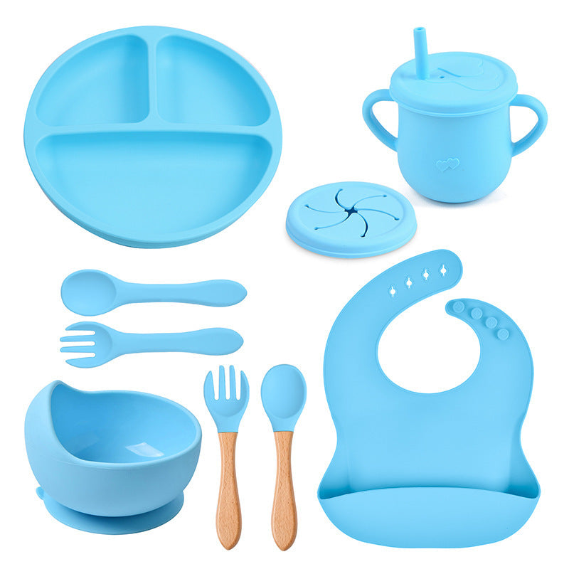 Baby Food Plate Silicone Tableware Suit