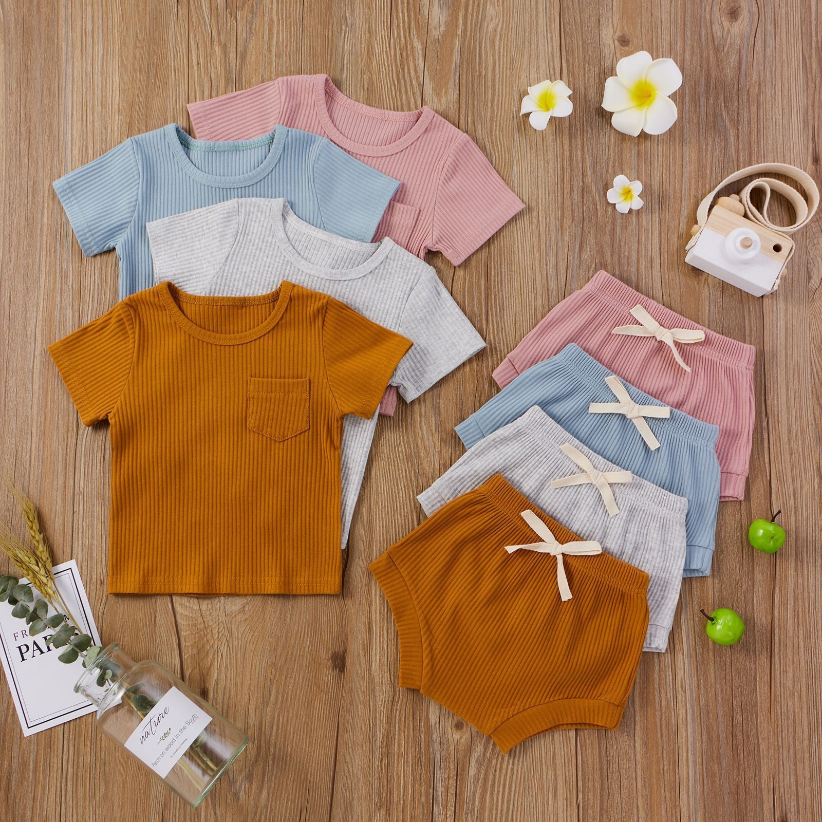 Baby Adjustable Short-sleeved Top And Shorts