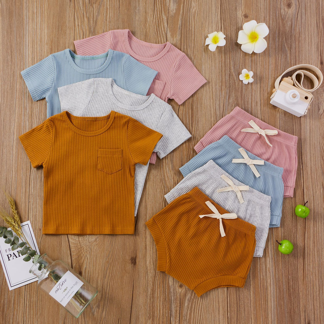 Baby Adjustable Short-sleeved Top And Shorts