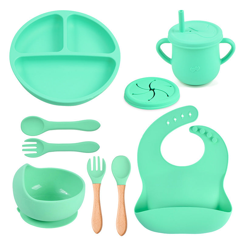 Baby Food Plate Silicone Tableware Suit