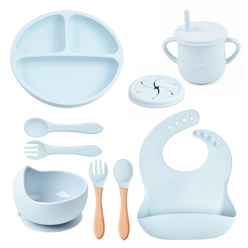 Baby Food Plate Silicone Tableware Suit
