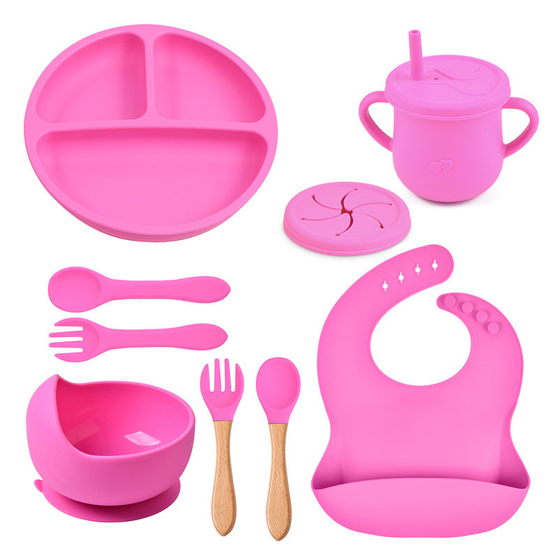 Baby Food Plate Silicone Tableware Suit