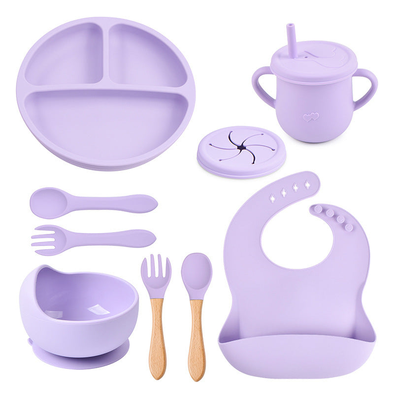 Baby Food Plate Silicone Tableware Suit