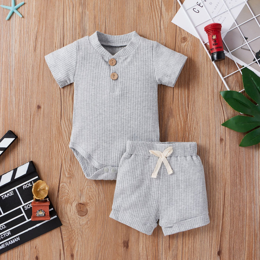 Baby Adjustable Short-sleeved Top And Shorts