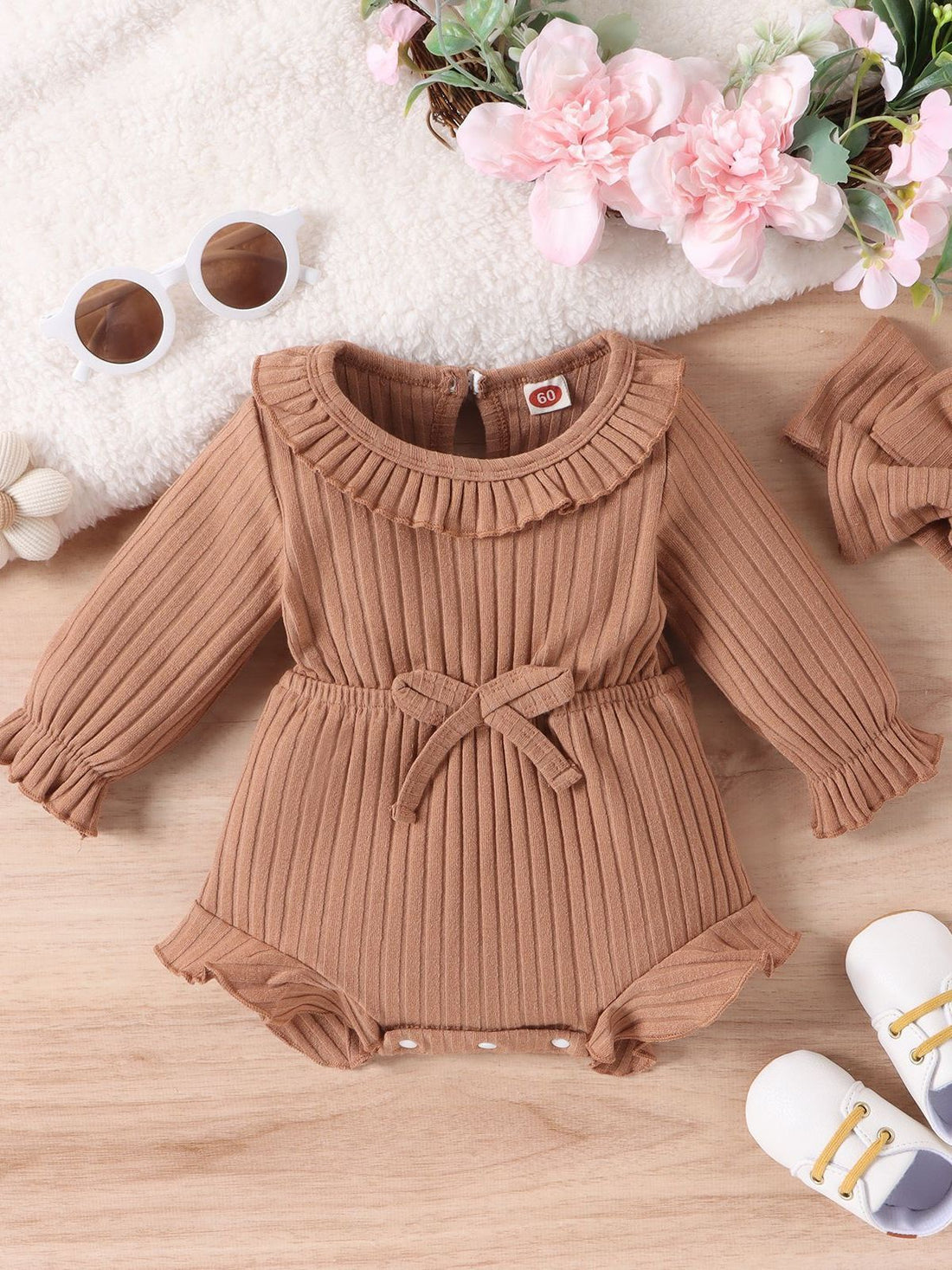 Long Sleeve Sunken Stripe Romper