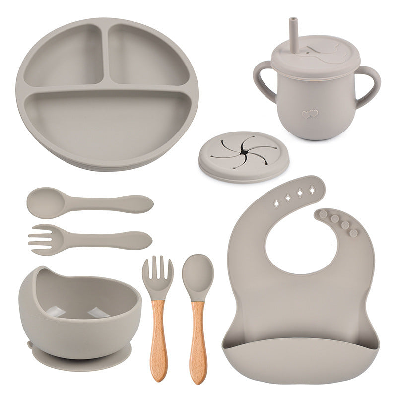 Baby Food Plate Silicone Tableware Suit